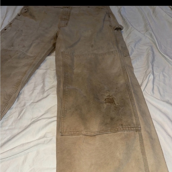 Carhartt Duck Bib Overalls Mens 38x32  Brown Double Knee Workwear Carpenter - Picture 4 of 11